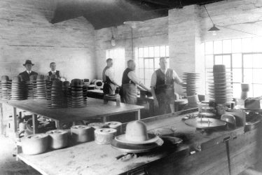 Atherstone.  Hatton's hat factory, velouring department