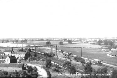 Atherstone.  Road and railway on the outskirts of the town