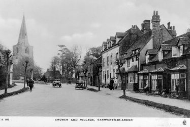Tanworth in Arden.  Church and village street