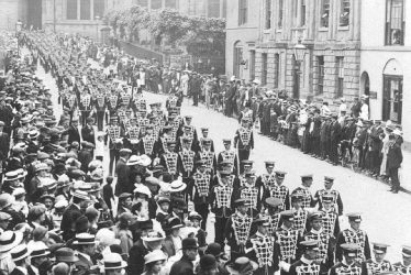 Warwick.  Church Street, military church parade