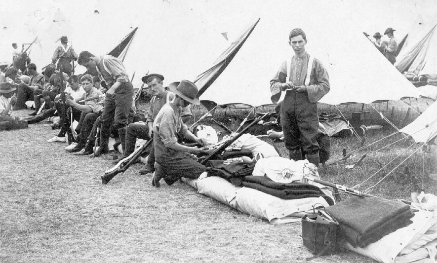 The Warwickshire Yeomanry at camp, possibly in Coombe Abbey Park.  1900s |  IMAGE LOCATION: (Warwickshire County Record Office)