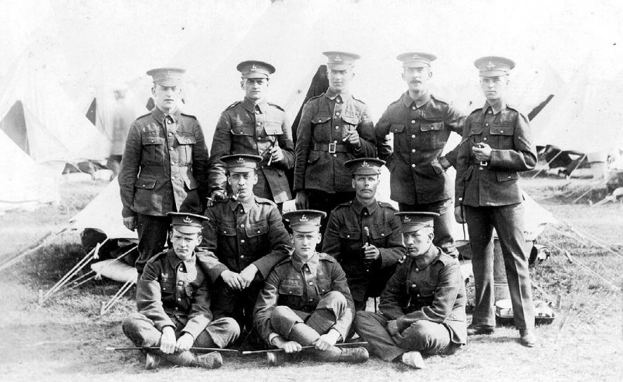 Soldiers of The Royal Warwickshire Regiment at camp.  1900s |  IMAGE LOCATION: (Warwickshire County Record Office)