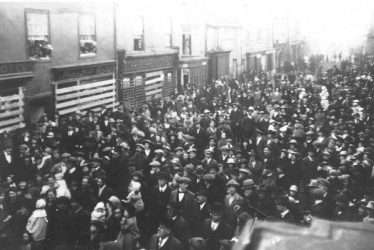 Atherstone.  Long Street, showing crowd