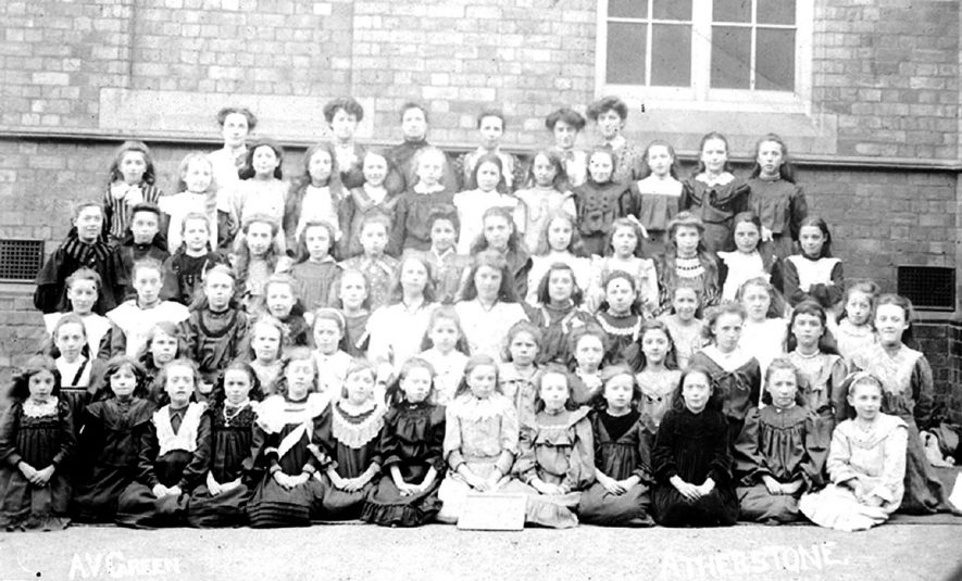 School group photograph of girl pupils and teachers, Atherstone.  1900s |  IMAGE LOCATION: (Warwickshire County Record Office)