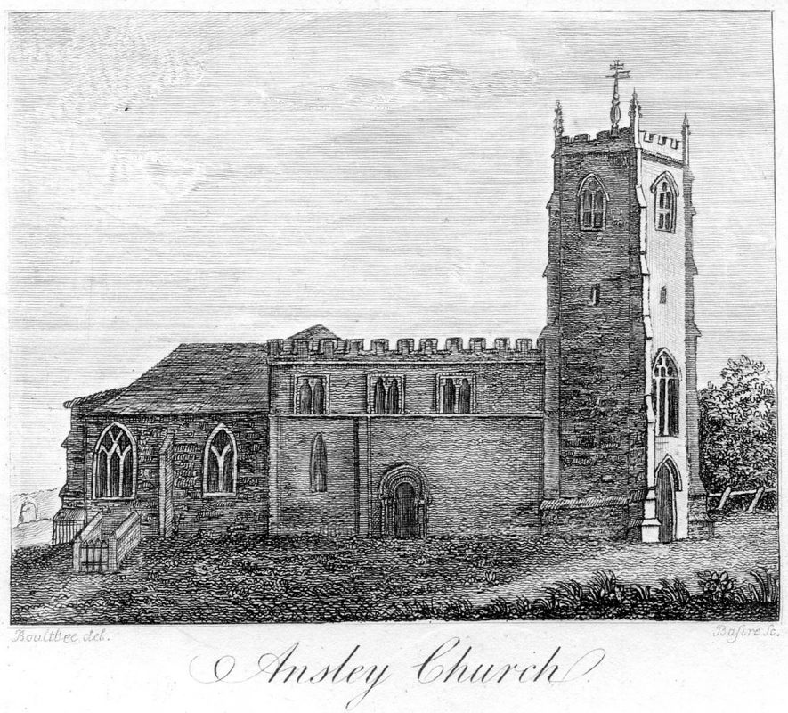 Ansley Church.  1800s |  IMAGE LOCATION: (Warwickshire County Record Office)