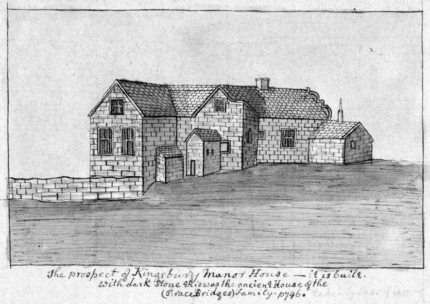 Holt Hall, Kingsbury was the ancient home of the Bracebridge family c. 1746 |  IMAGE LOCATION: (Warwickshire County Record Office) IMAGE DATE: (1740s)