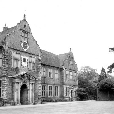 Arbury Hall, the entrance on the east front.  1960s |  IMAGE LOCATION: (Warwickshire County Record Office)