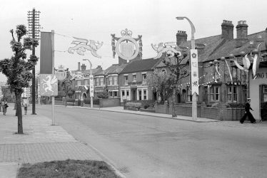 Nuneaton.  Coton Road, coronation decorations