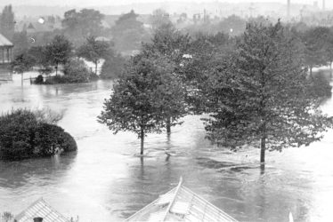 Nuneaton.  Riversley Park during floods