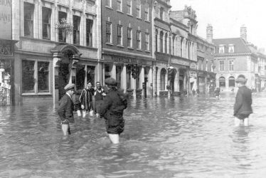 Nuneaton.  Market Place, during floods