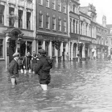 Nuneaton.  Market Place, during floods