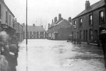 Attleborough.  Street scene during the floods