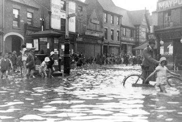 Nuneaton.  Market Place, during floods