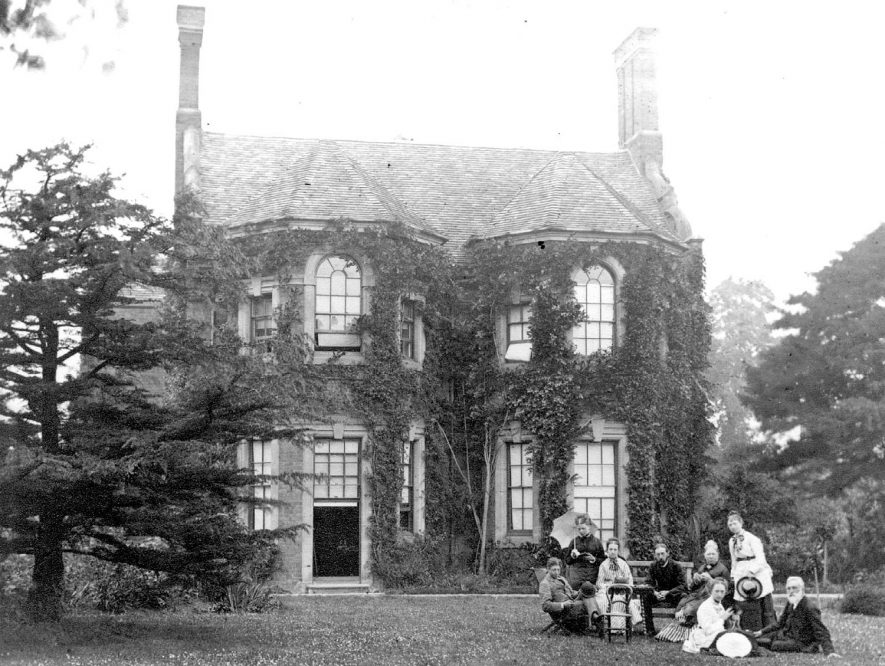 St Nicholas Church Vicarage, Nuneaton.  Family group on lawn.  Canon Bellairs seated, right.  1890 |  IMAGE LOCATION: (Nuneaton Library) PEOPLE IN PHOTO: Bellairs, Canon, Bellairs as a surname