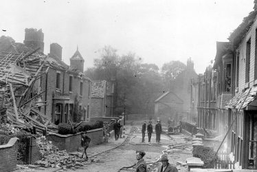 Nuneaton.  Vicarage Street after air raid