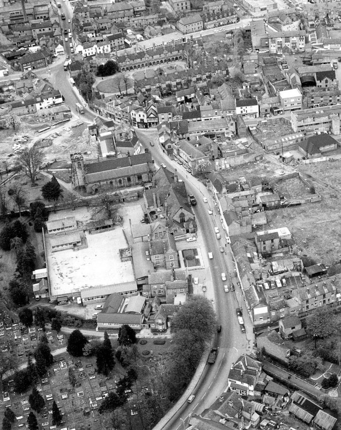 Aerial photograph of central Bedworth.  27 April 1966 |  IMAGE LOCATION: (Bedworth Library)