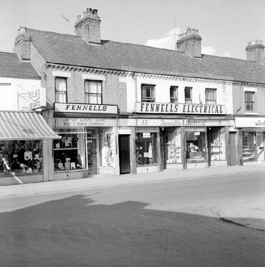 Fennell's shops in Queen's Road ( almost opposite Dugdale Street), Nuneaton.  September 19th 1965 |  IMAGE LOCATION: (Warwickshire County Record Office)