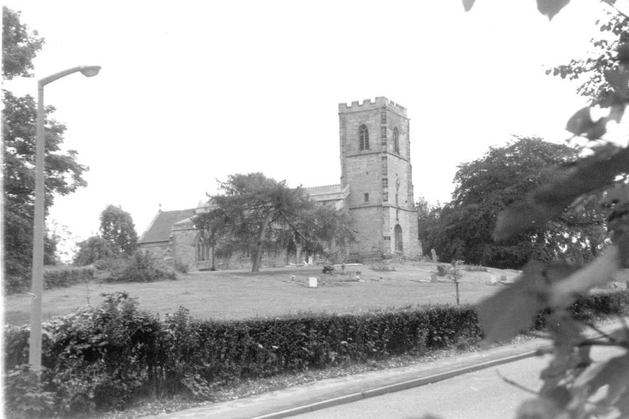 Wolvey church and churchyard from the road.  1950s |  IMAGE LOCATION: (Warwickshire Museums. Photographic Collections.)