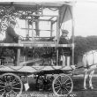 Nuneaton.  One hundred year old hand loom on a cart
