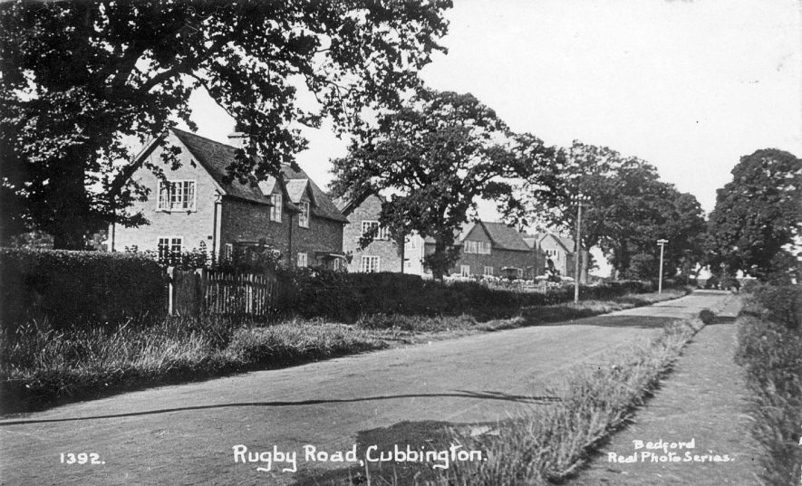 Rugby Road, Cubbington, with row of semi-detached houses on the left.  1960s |  IMAGE LOCATION: (Warwickshire County Record Office)