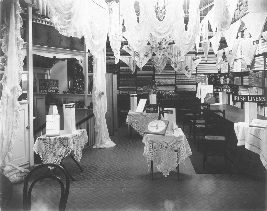 Part of the linen department of E. Francis & Sons Ltd. Bath Street, Leamington Spa.  1920s |  IMAGE LOCATION: (Warwickshire Museums. Photographic Collections.)