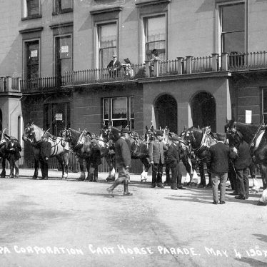 Leamington Spa.  Hamilton Terrace, cart horse parade