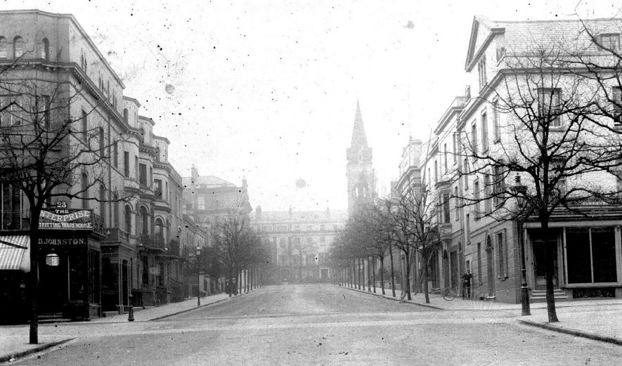 View looking down Portland Street, Leamington Spa.  1900s |  IMAGE LOCATION: (Warwickshire County Record Office)