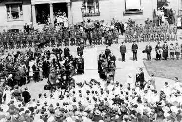 Leamington Spa.  Parade, unveiling war memorial