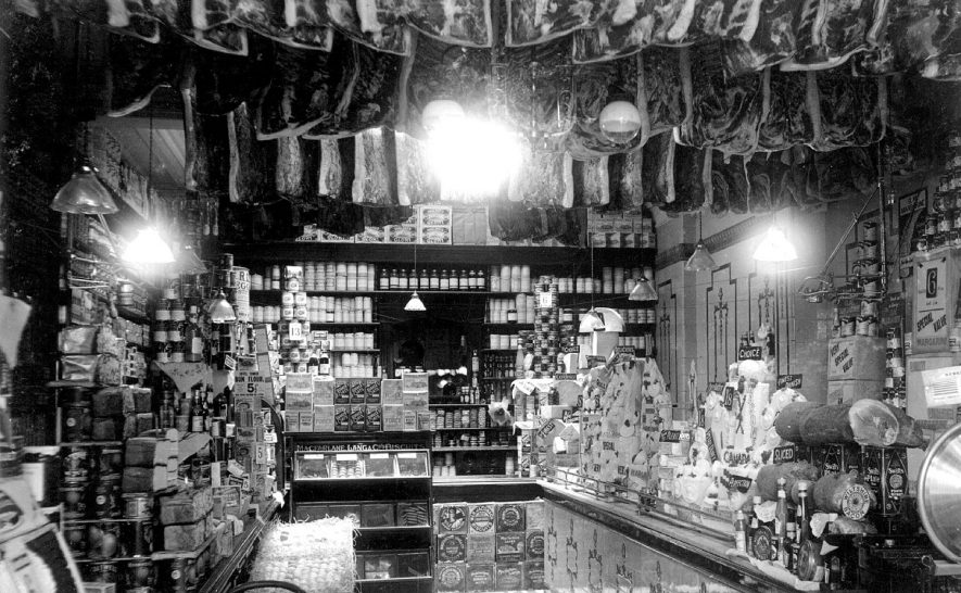 Interior of George Mason's grocery shop at 68, The Parade, Leamington Spa.  1920 |  IMAGE LOCATION: (Warwickshire County Record Office)