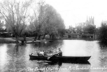 Leamington Spa.  All Saint's Church from Mill Gardens