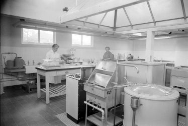 Leamington Spa.  Castel Froma, interior of kitchens