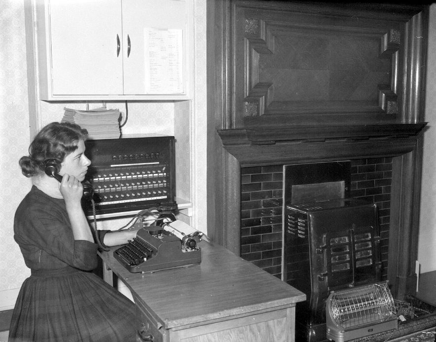 Secretary/ receptionist at Castel Froma Royal Midland Counties Home, Leamington Spa.  1957 |  IMAGE LOCATION: (Warwickshire County Record Office)