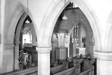 Lillington.  Church interior pews and pulpit