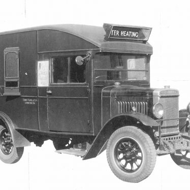 Leamington Spa.  Lorry bearing Flavel's advertisement