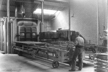 Leamington Spa.  Flavel's, furnace loader