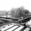 Leamington Spa.  Building bridge over River Leam