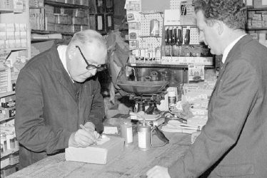 Nuneaton.  R.A. Collett in his ironmongers shop