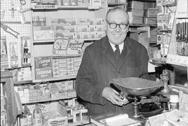 Nuneaton.  R.A. Collett in his ironmongers shop