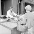 Nuneaton.  Frank Smith working in Clarke's vegetable shop
