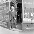 Nuneaton.  Reg Hadden at his newsagents shop
