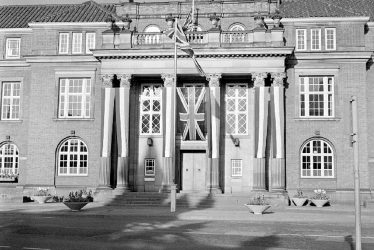 Nuneaton.  Council House decorated for Silver Jubilee