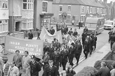 Nuneaton.  Edward Street, protest march