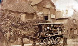 The hardware cart belonging to George Barr jnr., of Clemens Street. It had a large country round which was covered in the weekdays, and a small town round on Saturdays.  1930s |  IMAGE LOCATION: (Leamington Library) PEOPLE IN PHOTO: Barr as a surname