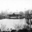 Leamington Spa.  Jephson Gardens, boathouse and lake