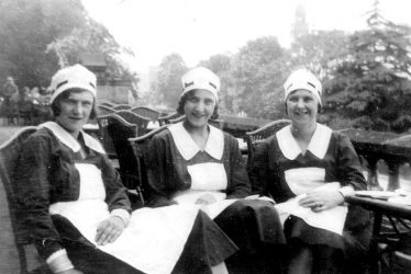 Leamington Spa.  Waitresses from the Pavilion Cafe