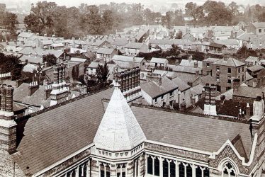Rugby.  View over the roofs of the town