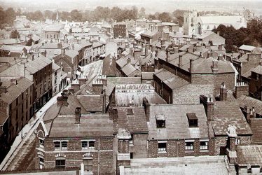 Rugby.  View over the town centre