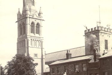Rugby.  St Andrew's Church from Church Street