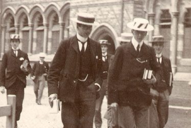 Rugby School.  Boys in the quadrangle