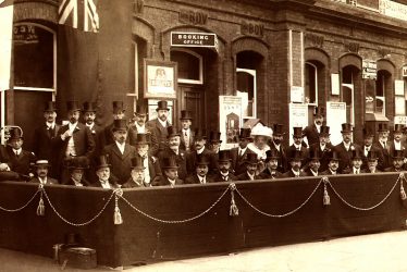 Rugby.  Railway Station, awaiting arrival of Edward VII